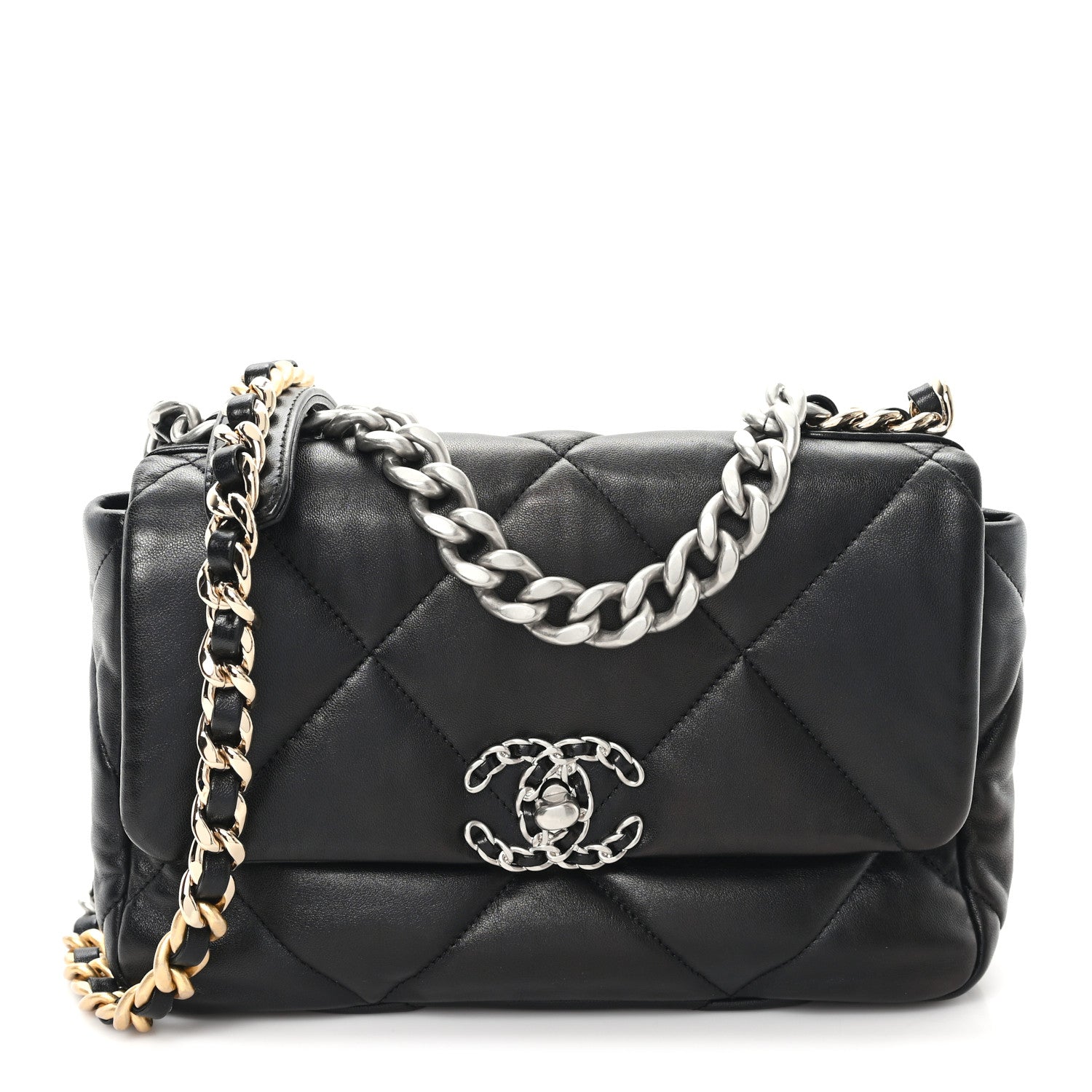 Chanel Lambskin Quilted Medium Chanel 19 Flap Black