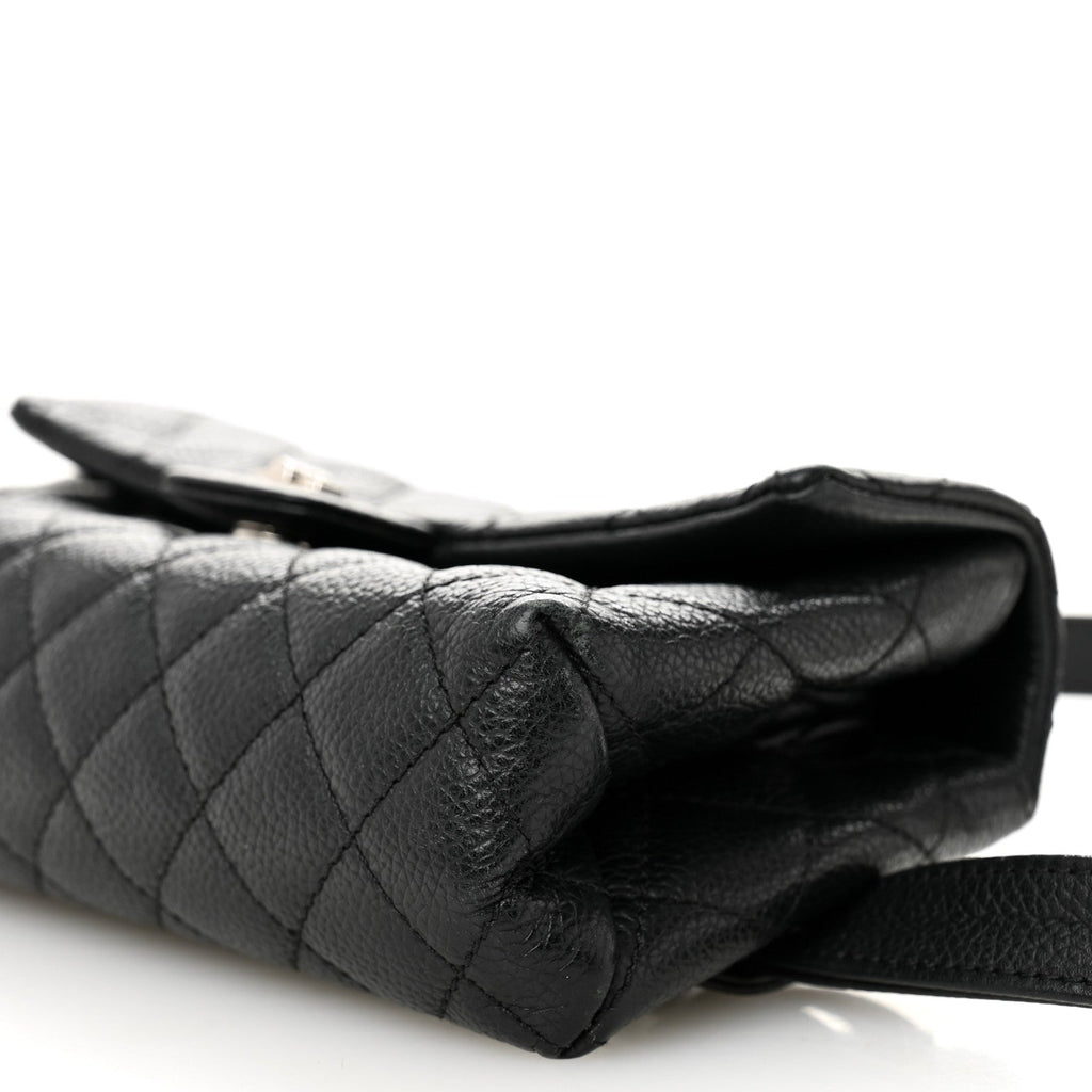 Chanel Grained Calfskin Quilted 2.55 Reissue Flap Belt Bag Clutch Black