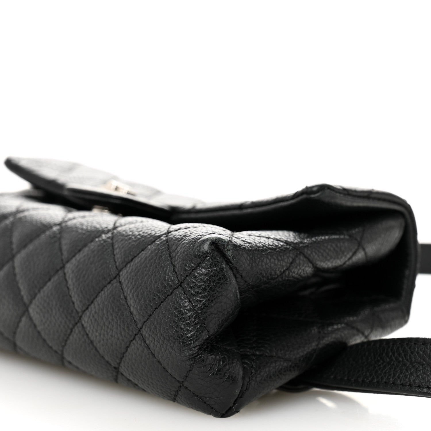 Chanel Grained Calfskin Quilted 2.55 Reissue Flap Belt Bag Clutch Black