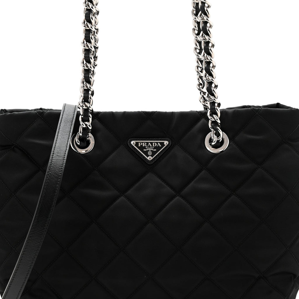 Prada Nylon Tessuto Impuntu Quilted Tote Black