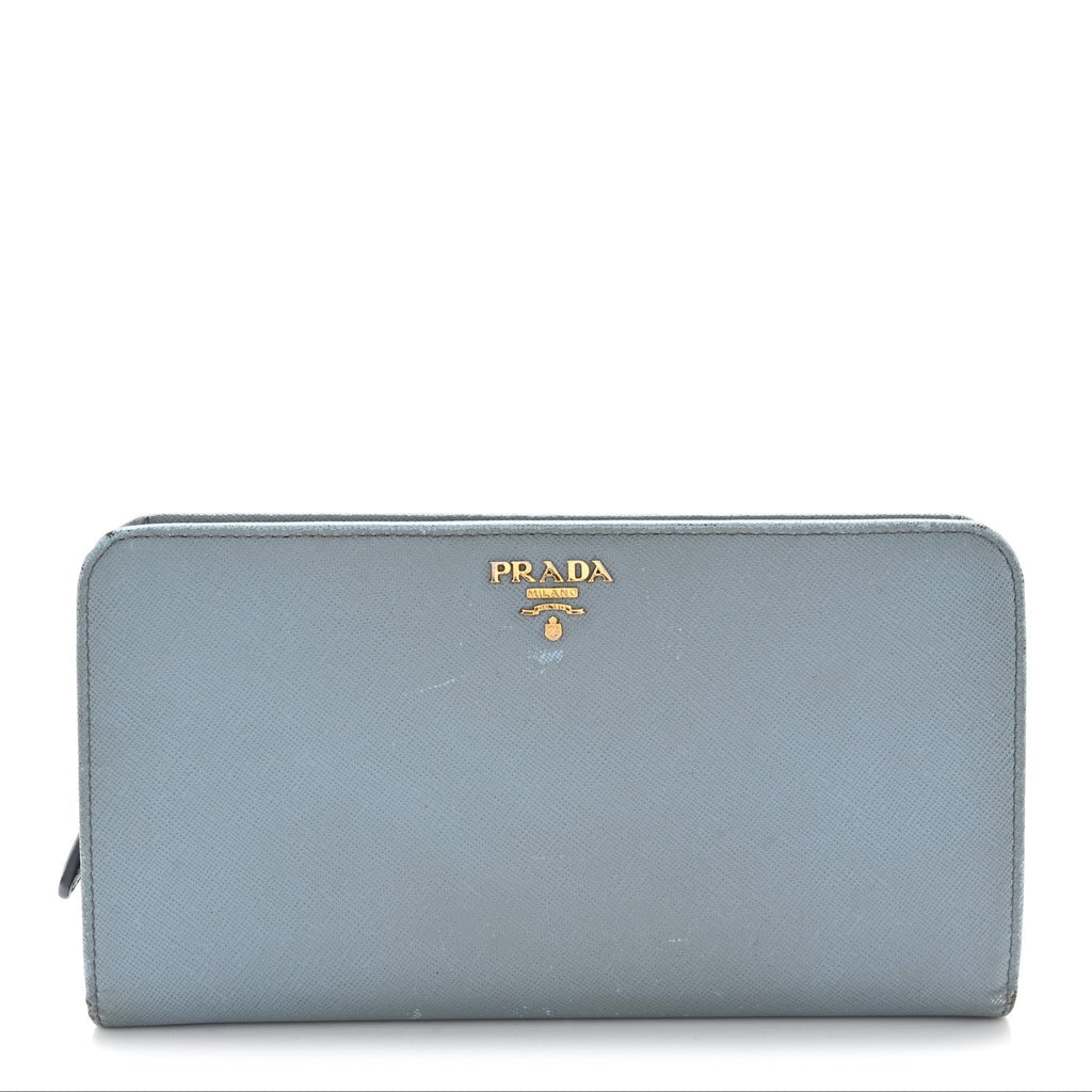 Prada Saffiano Metal Continental Wallet Astrale