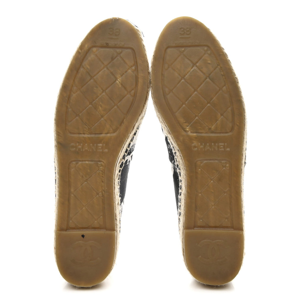 Printed Canvas Grosgrain 31 Rue Cambon Espadrilles 38 Black White