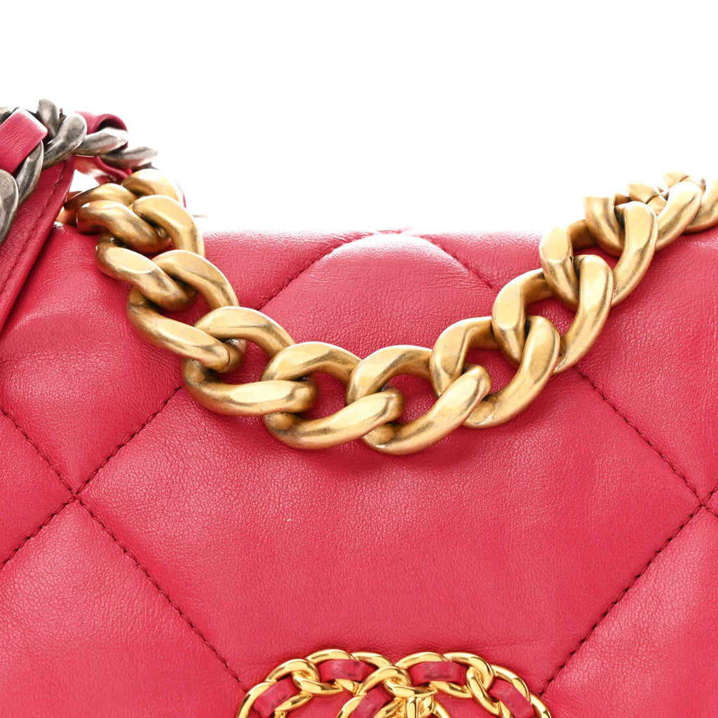 Chanel Lambskin Quilted Medium Chanel 19 Flap Dark Pink