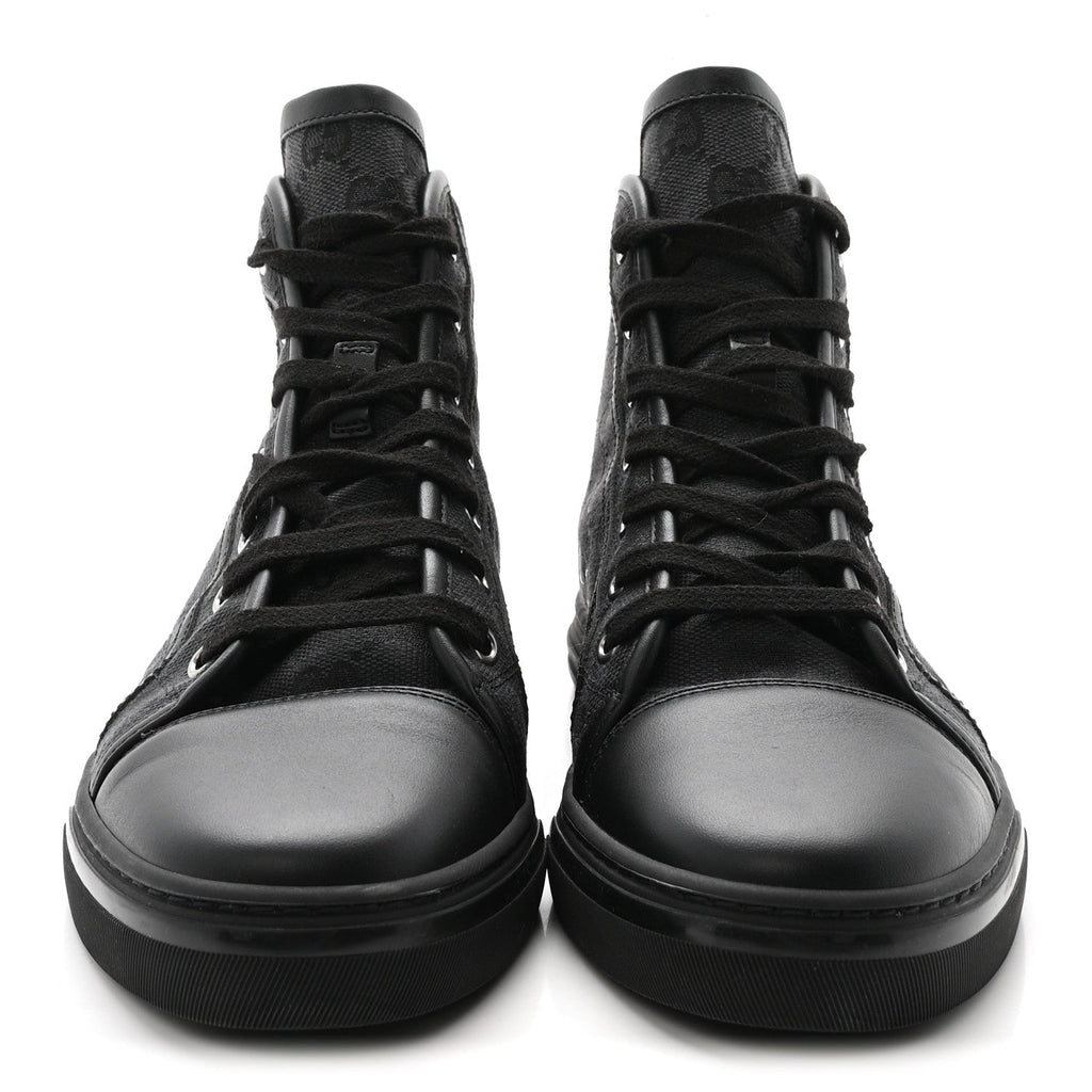 Gucci Monogram High Top Sneakers 38 Black