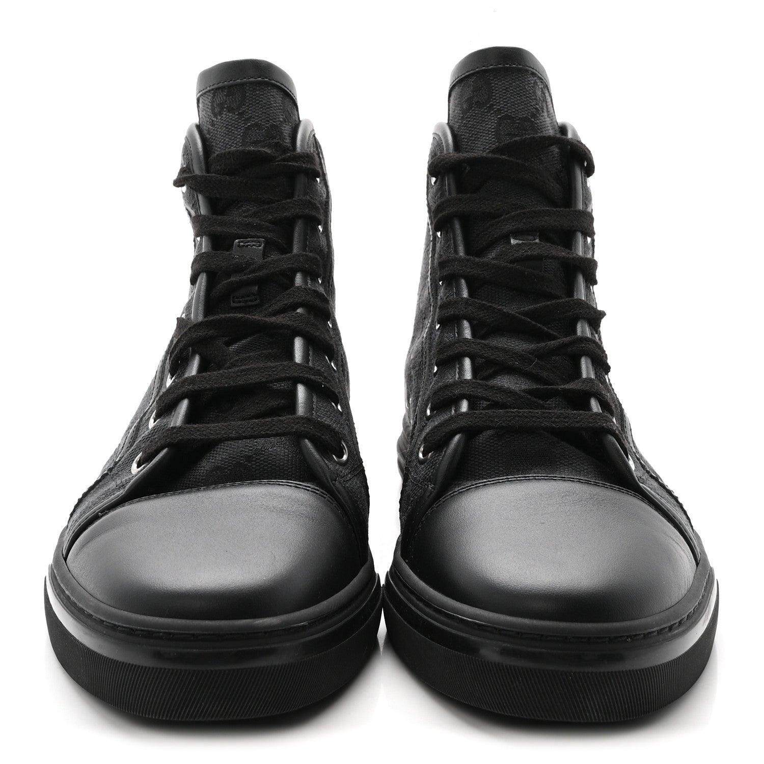Gucci Monogram High Top Sneakers 38 Black