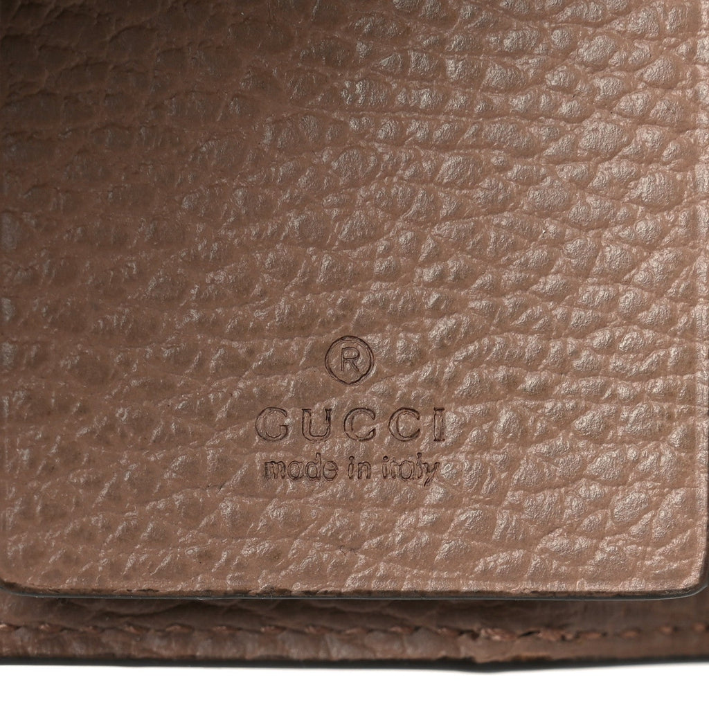 Gucci Dollar Calfskin GG Supreme Monogram GG Marmont 6 Key Holder Case Old Rose Beige Ebony