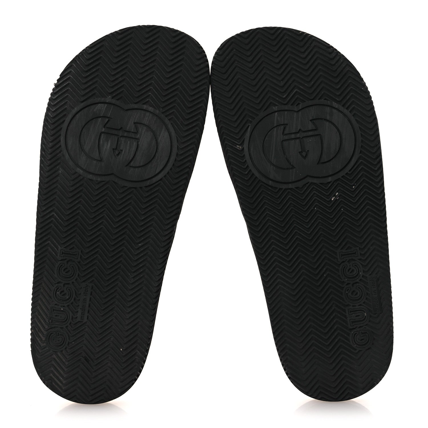 Gucci Rubber Web Womens Interlocking G Slide Sandals 33 Black Green Red