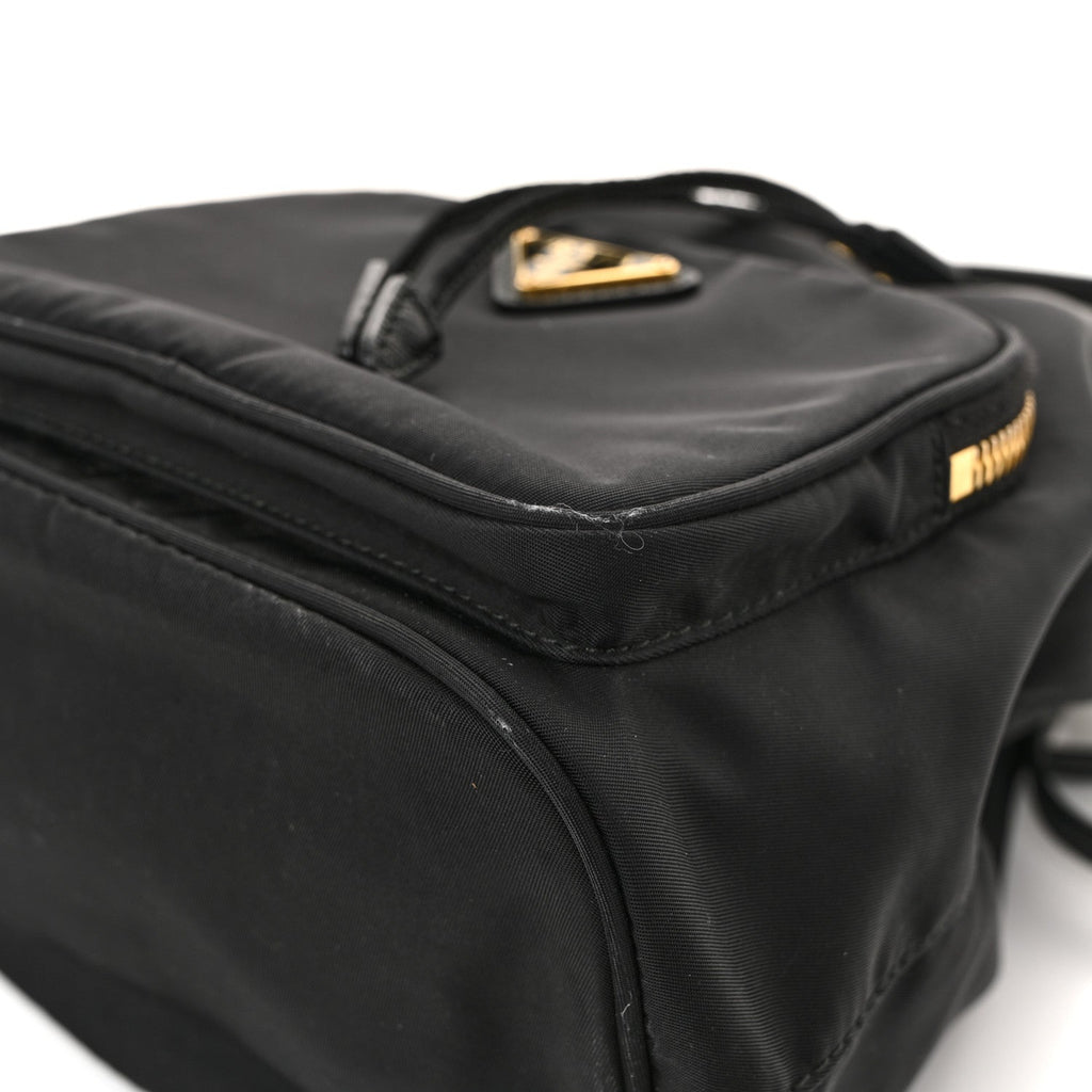 Prada Saffiano Tessuto Nylon Mini Bucket Crossbody Bag Black