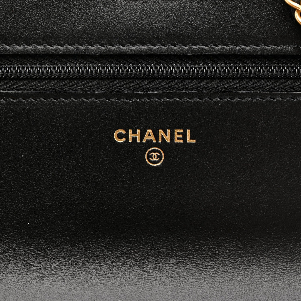 Chanel Calfskin Quilted Perfect Fit Wallet On Chain WOC Black