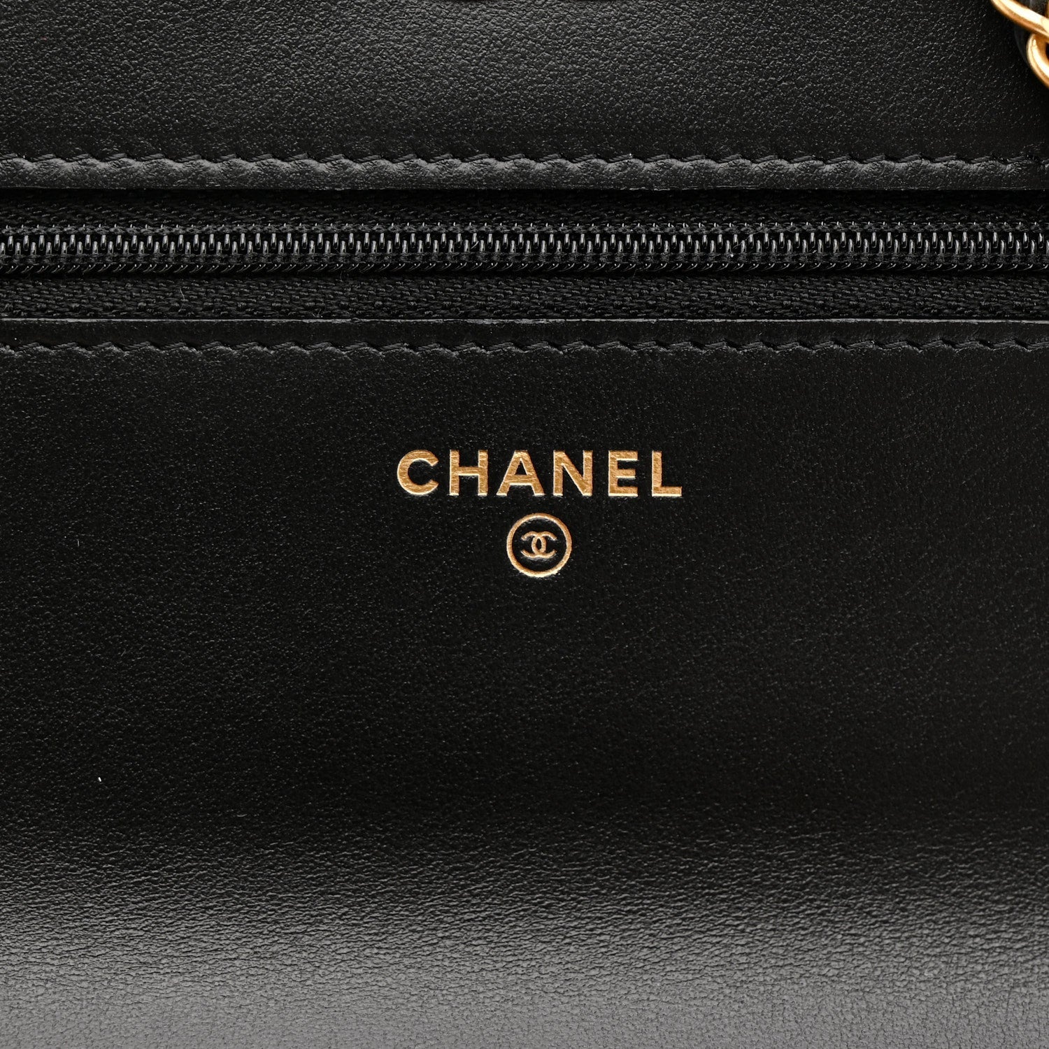 Chanel Calfskin Quilted Perfect Fit Wallet On Chain WOC Black