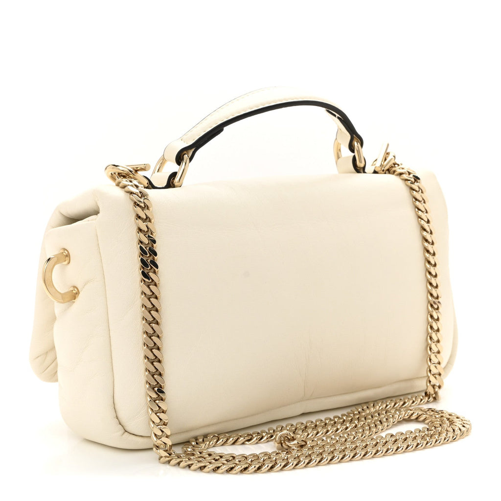 Gucci Lambskin Mini GG Milano Top Handle Shoulder Bag White