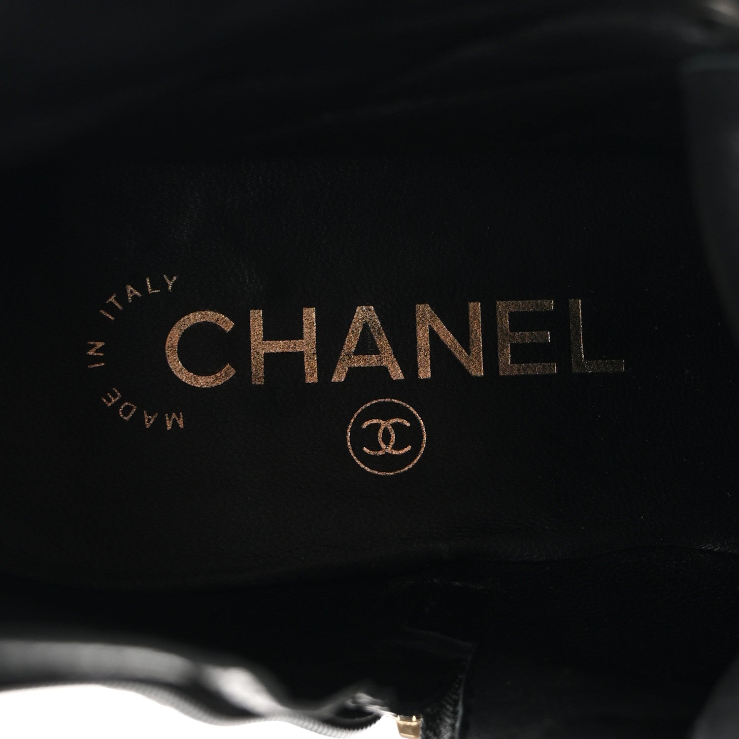 Chanel Shiny Crumpled Lambskin Lace Up Combat Boots 39 Black