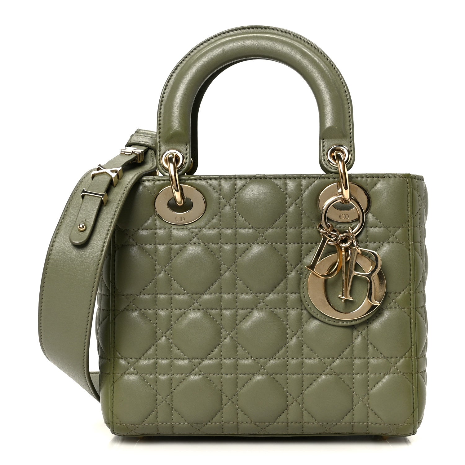 Christian Dior Lambskin Cannage Small My ABCDior Lady Dior Peyote Green