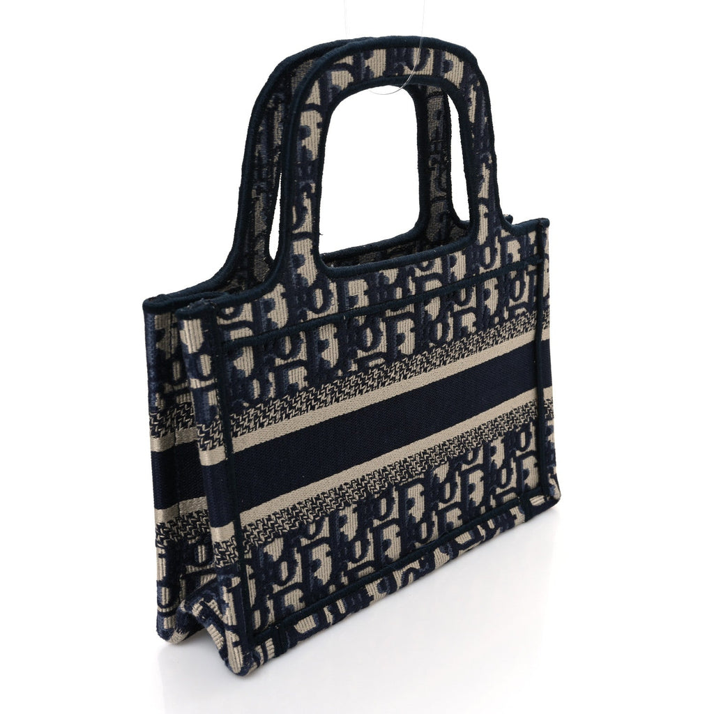 Christian Dior Oblique Mini Book Tote Blue Multicolor
