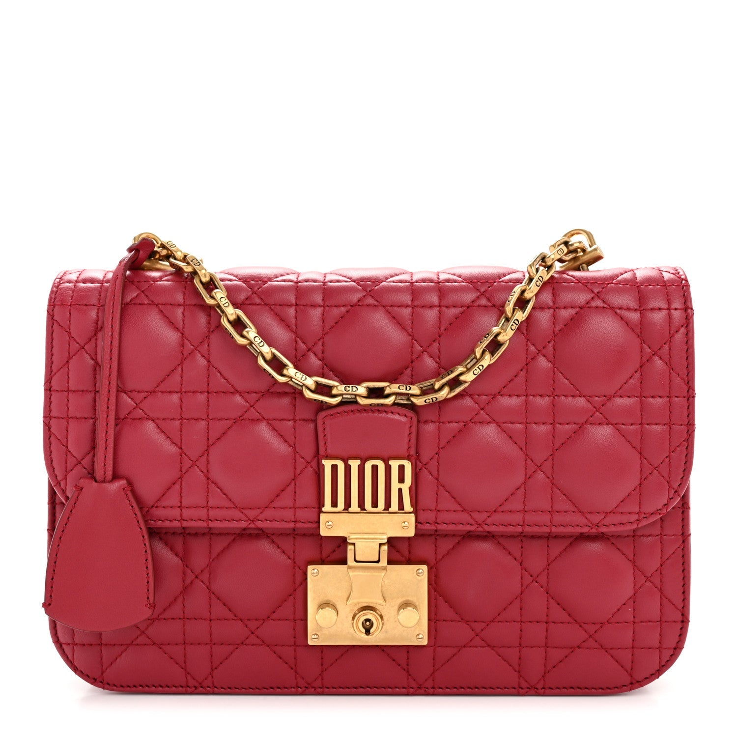 Christian Dior Lambskin Cannage Large Dioraddict Flap Red