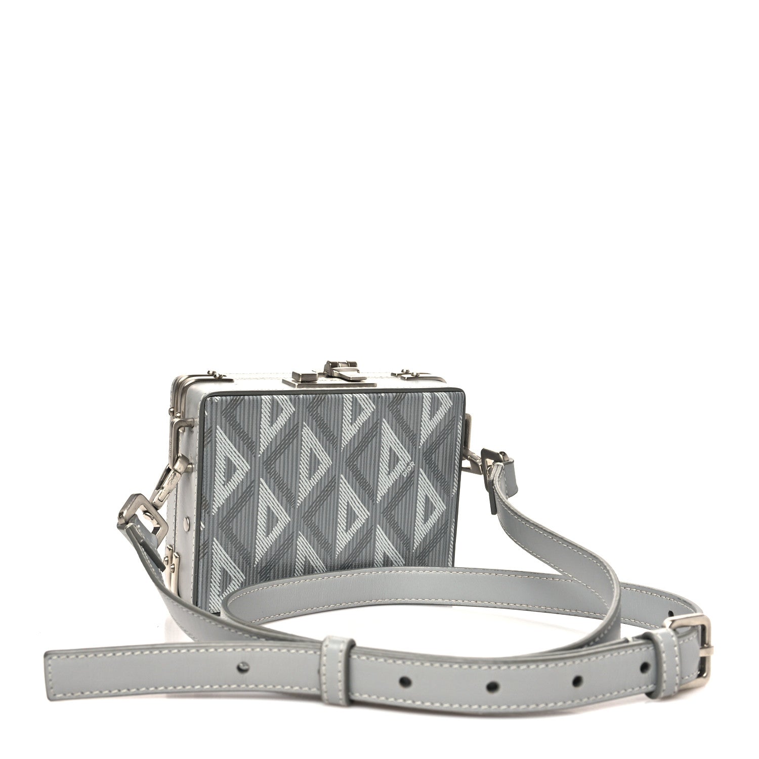 Christian Dior Coated Canvas CD Diamond Lock Mini Case  Gray