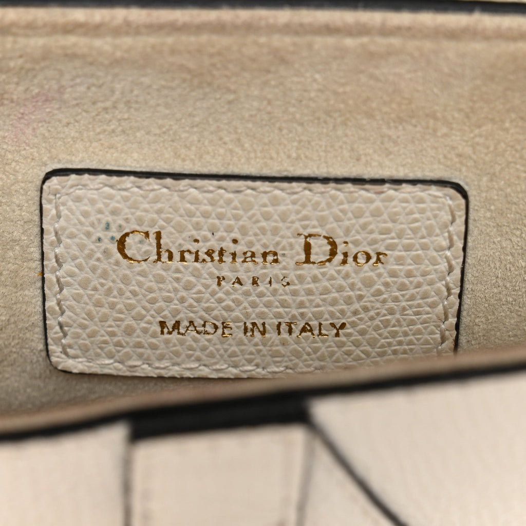 Christian Dior Grained Calfskin Mini Saddle Bag White