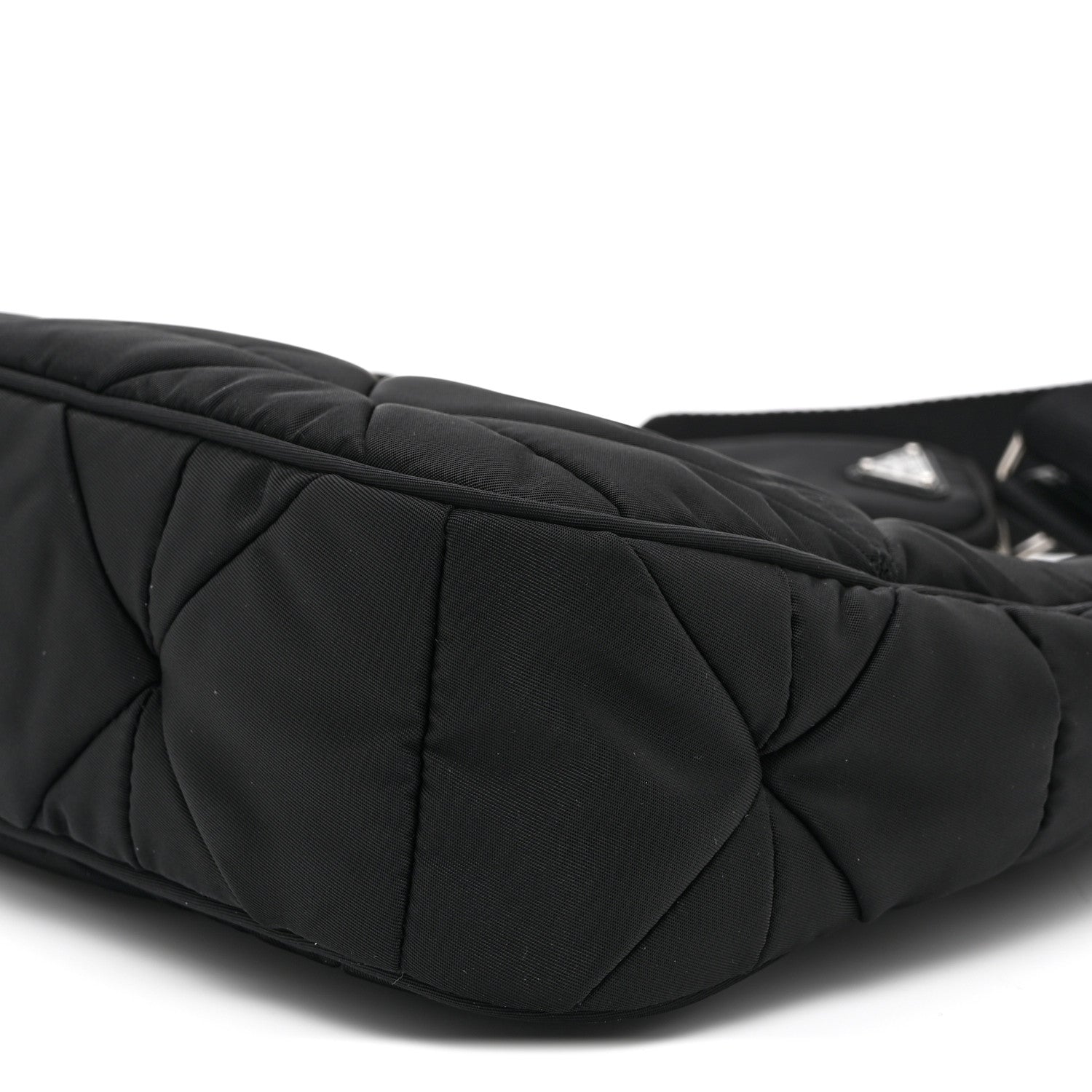 Prada Re-Nylon Triangle Padded Patchwork Shoulder Bag Black