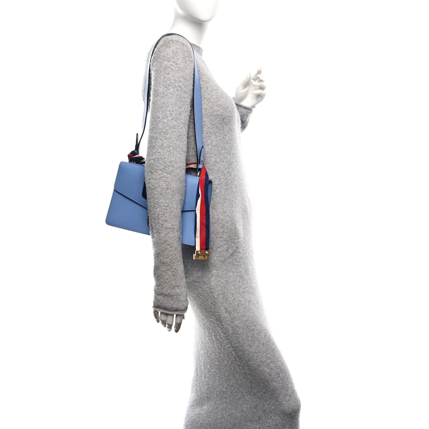 Gucci Calfskin Small Sylvie Shoulder Bag Clear Sky Blue