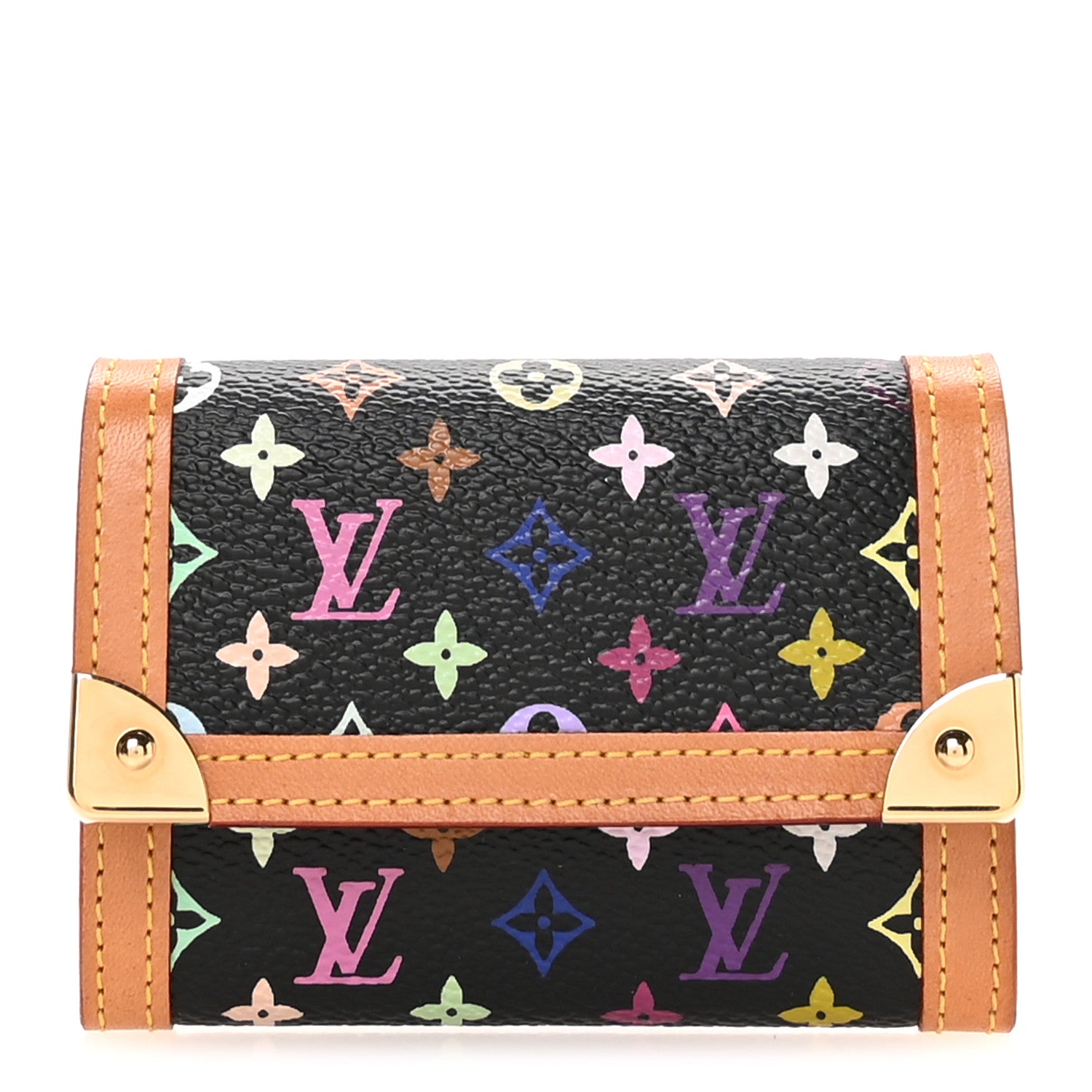 Louis Vuitton Monogram Multicolor Porte-Monnaie Plat Coin Purse Black