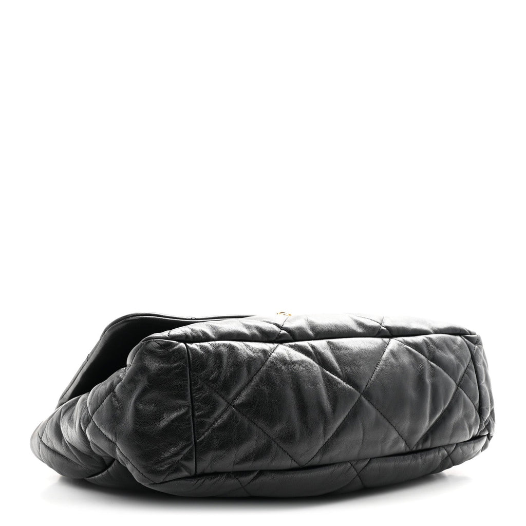Chanel Goatskin Quilted Maxi Chanel 19 Flap Black