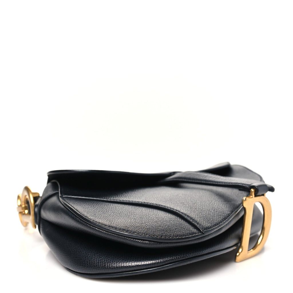 Christian Dior Grained Calfskin Saddle Bag Black