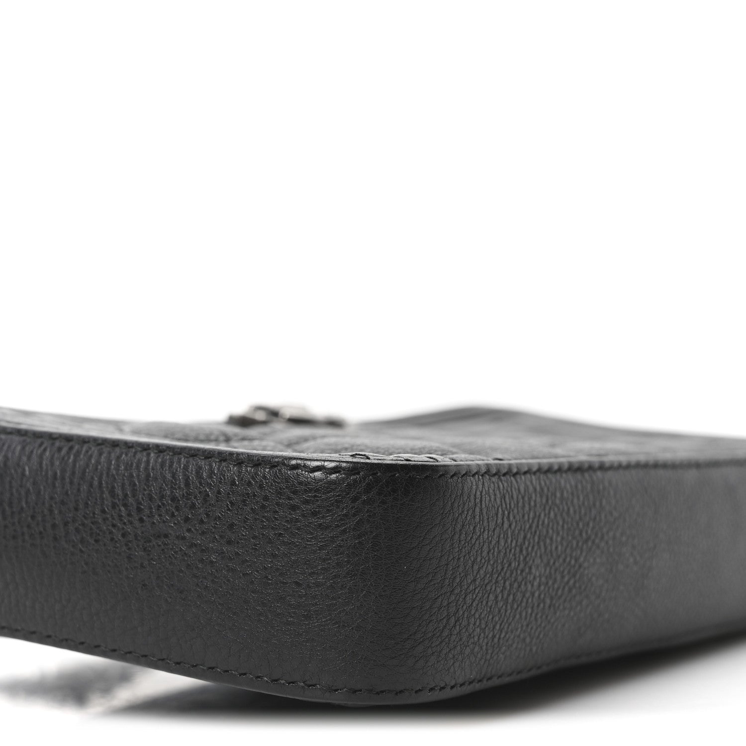 Chanel Grained Calfskin Quilted Boy Phone Holder Wallet On Chain Black