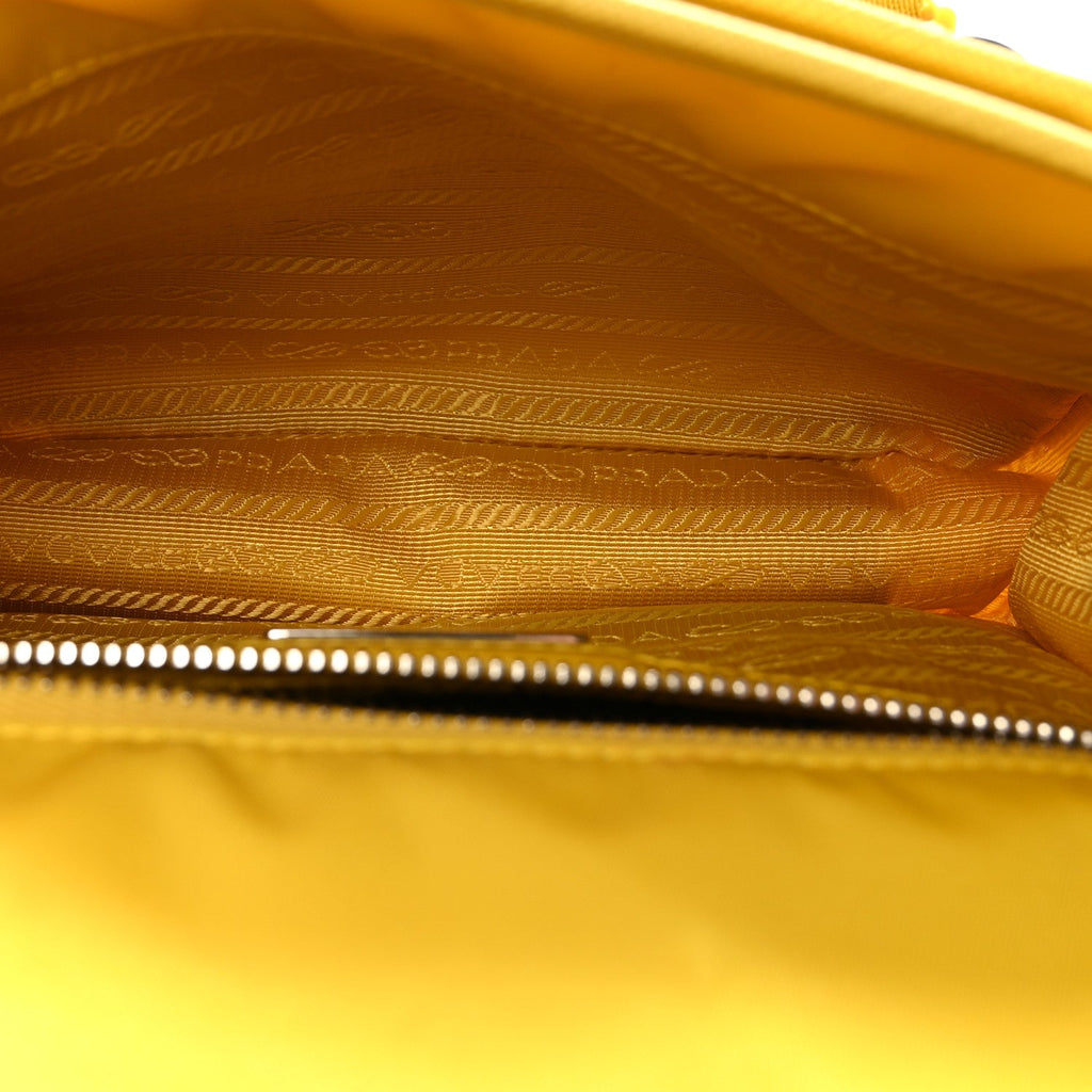 Prada Tessuto Nylon Saffiano Pocket Double Snap Buckle Messenger Shoulder Bag Giallo