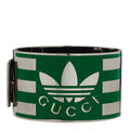 Gucci X ADIDAS Metal Enamel Cuff Bracelet S Silver Green