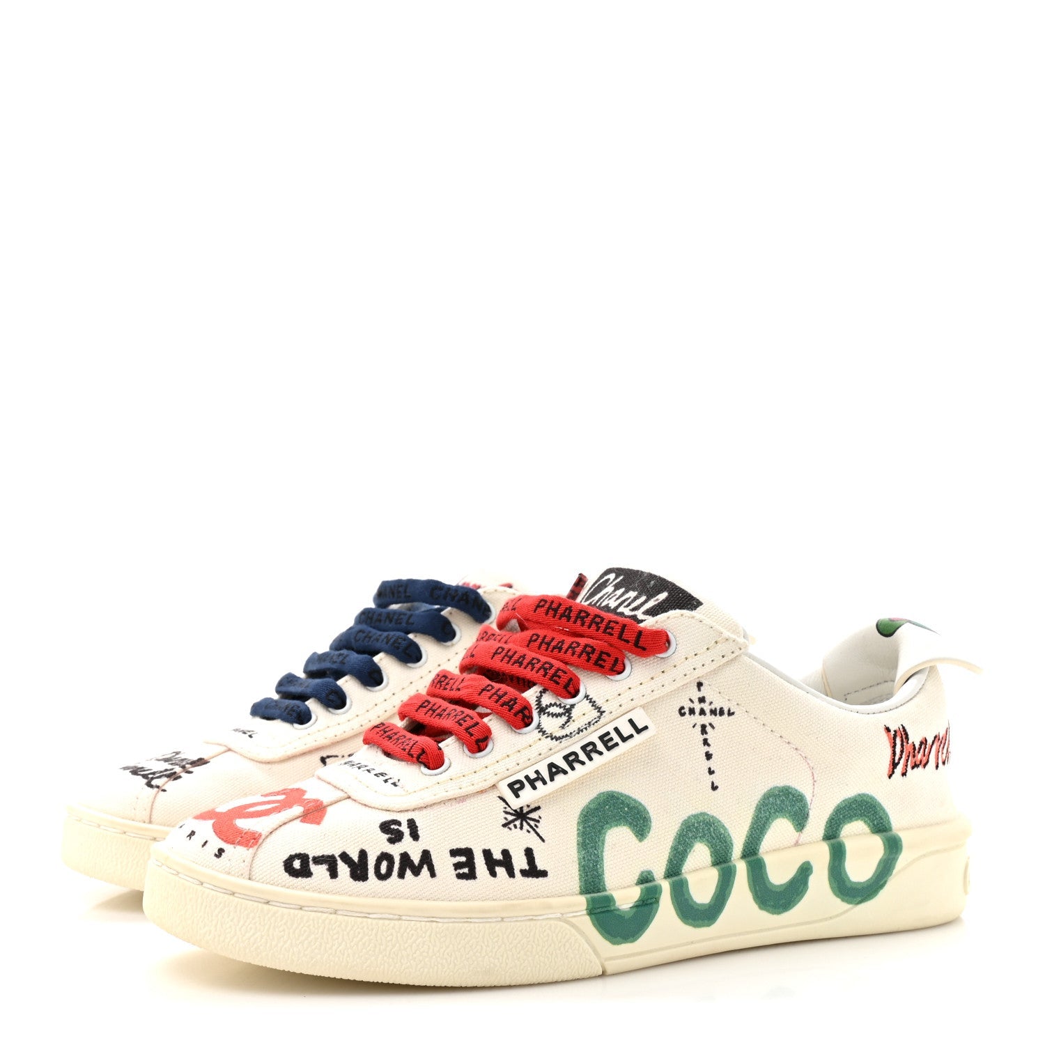 Chanel x Pharrell Williams Canvas Womens Sneakers 35 White Multicolor