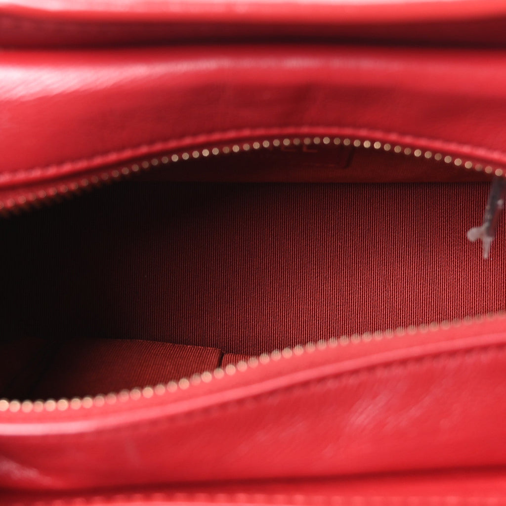 Chanel Aged Calfskin Quilted Small Gabrielle Logo Hobo Red