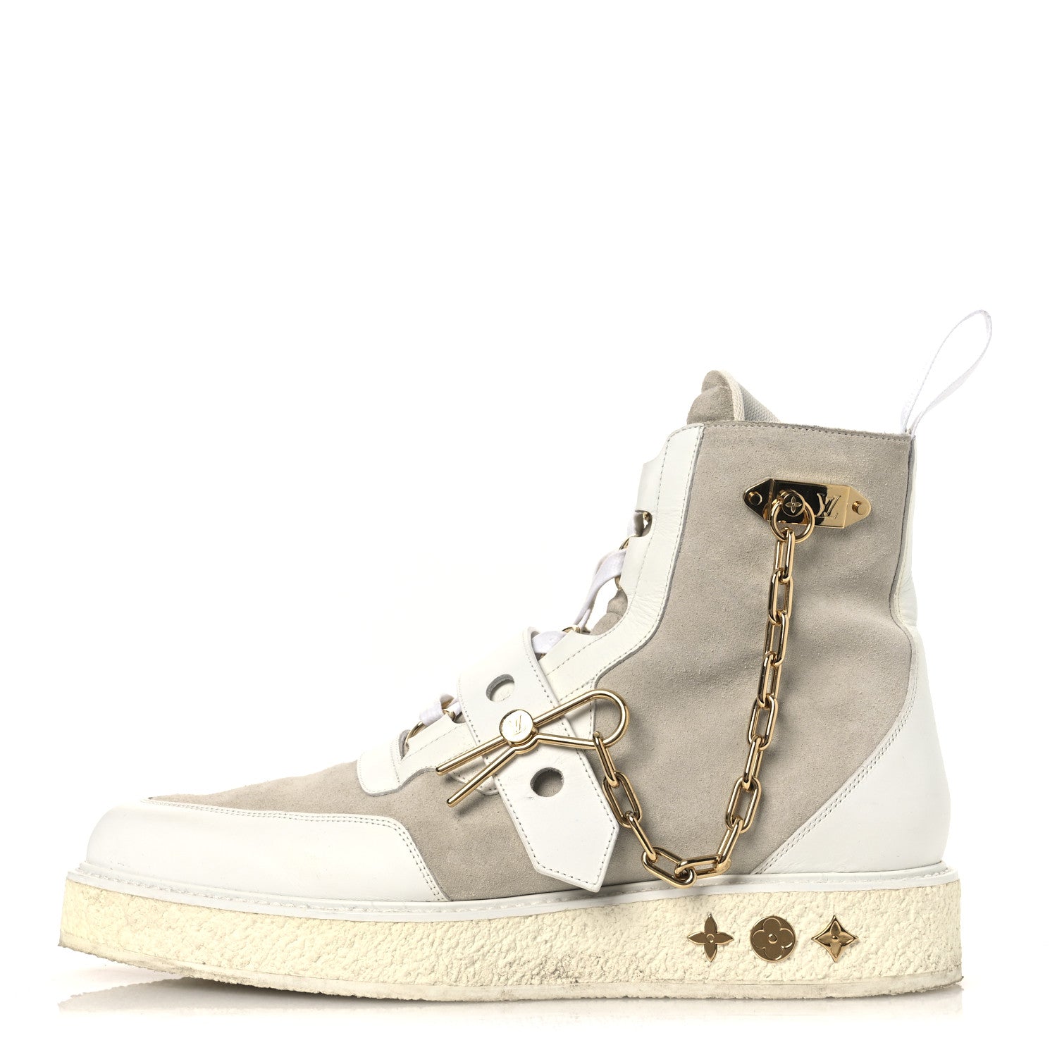 Louis Vuitton Calfskin Suede Mens Creeper Ankle Boots 9 White