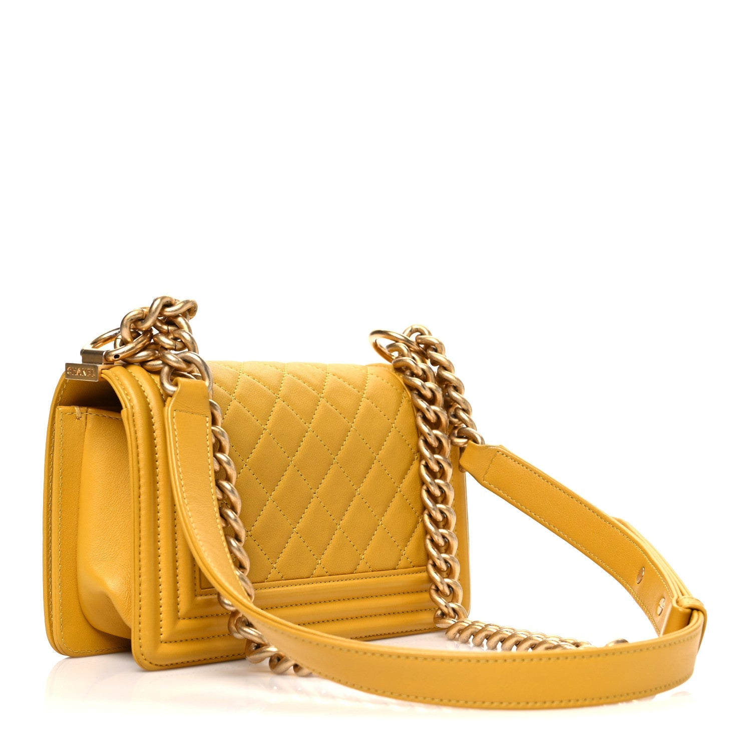Chanel Lambskin Quilted Small Boy Flap Yellow