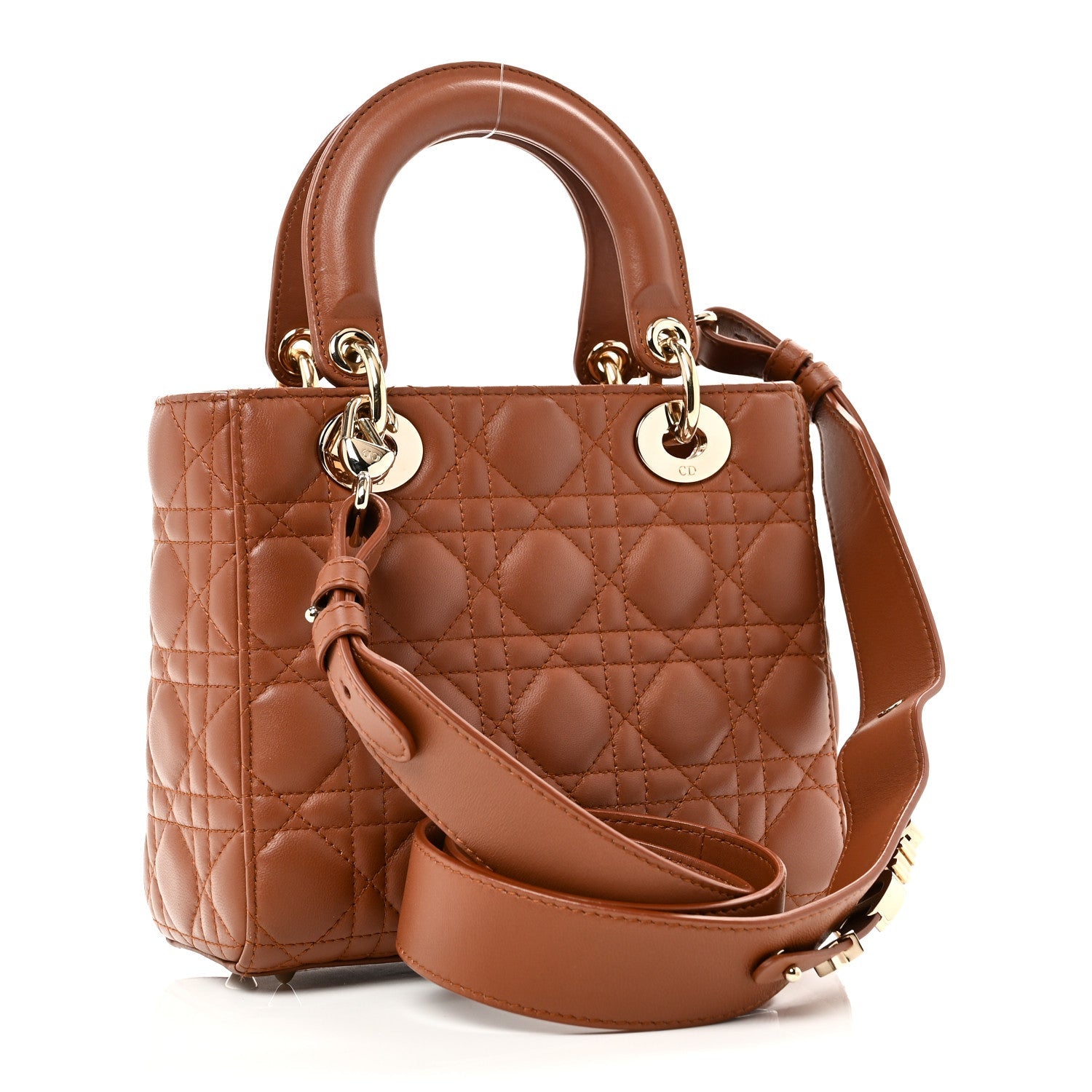 Christian Dior Calfskin Cannage Small My ABCDior Lady Dior Tan