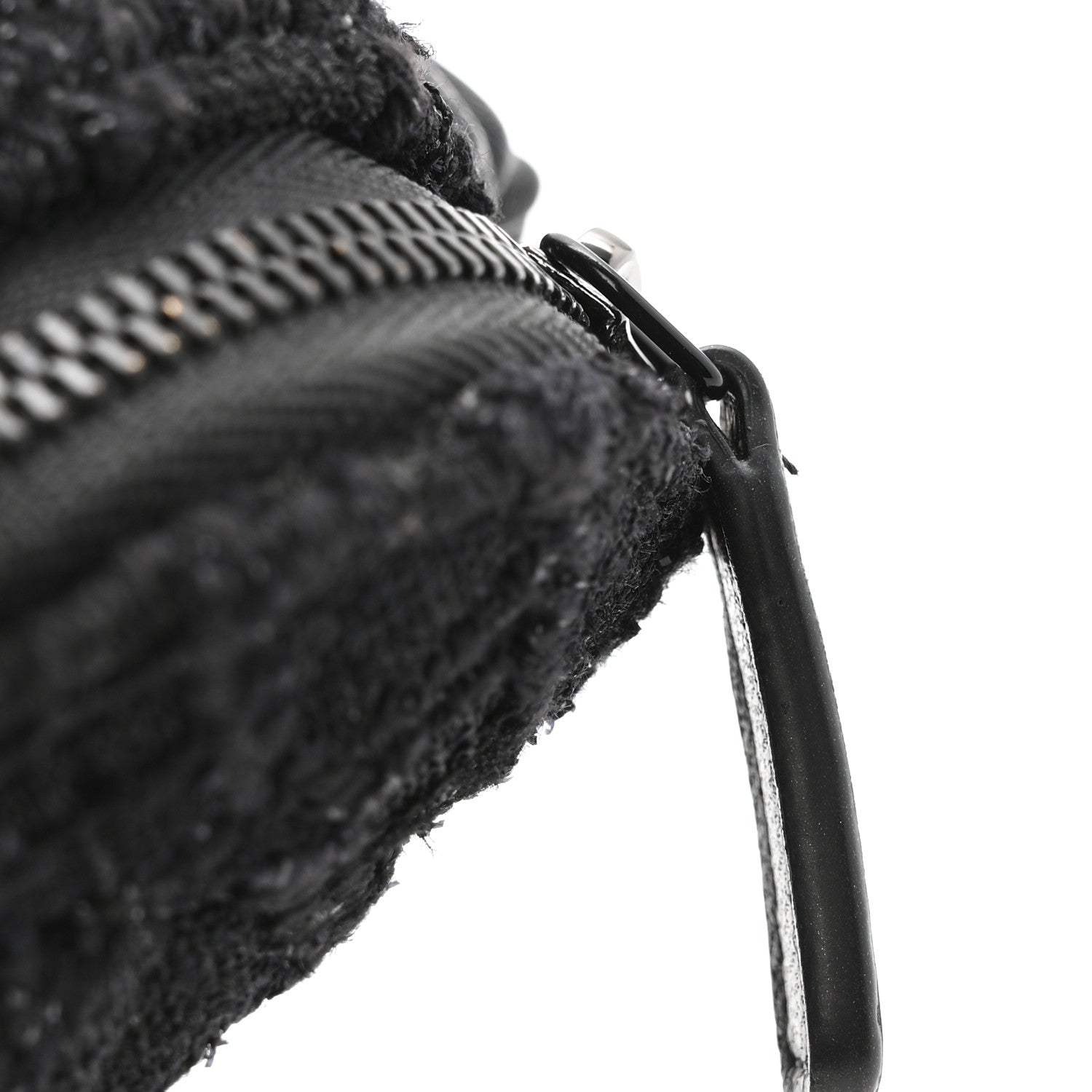 Chanel Tweed Lambskin Quilted Arm Coin Purse Black