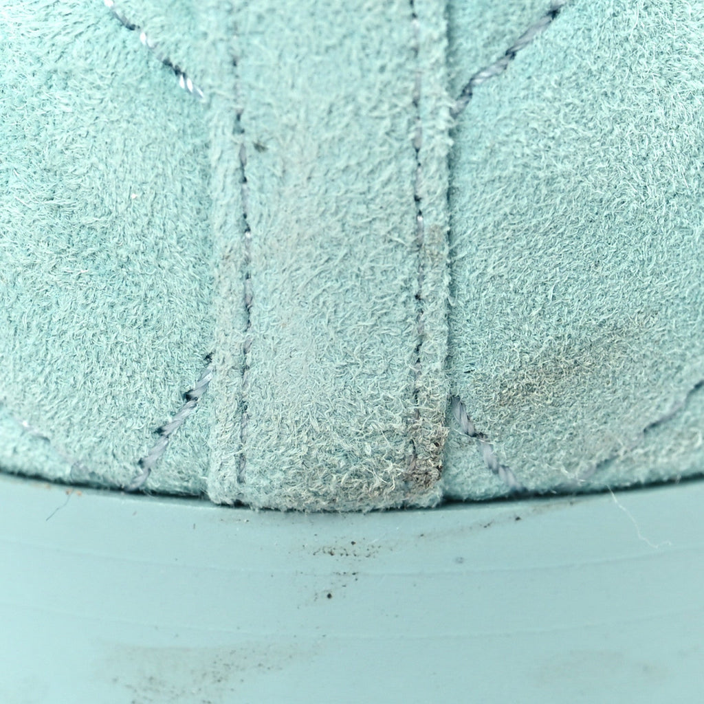 Chanel Suede Calfskin Quilted Cap Toe CC Ballerina Flats 38.5 Light Blue