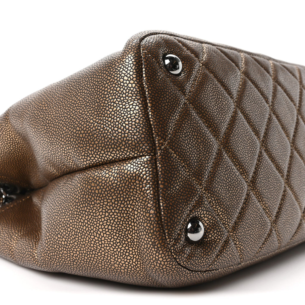 Chanel Metallic Caviar Quilted Large Timeless CC Soft Tote Bronze