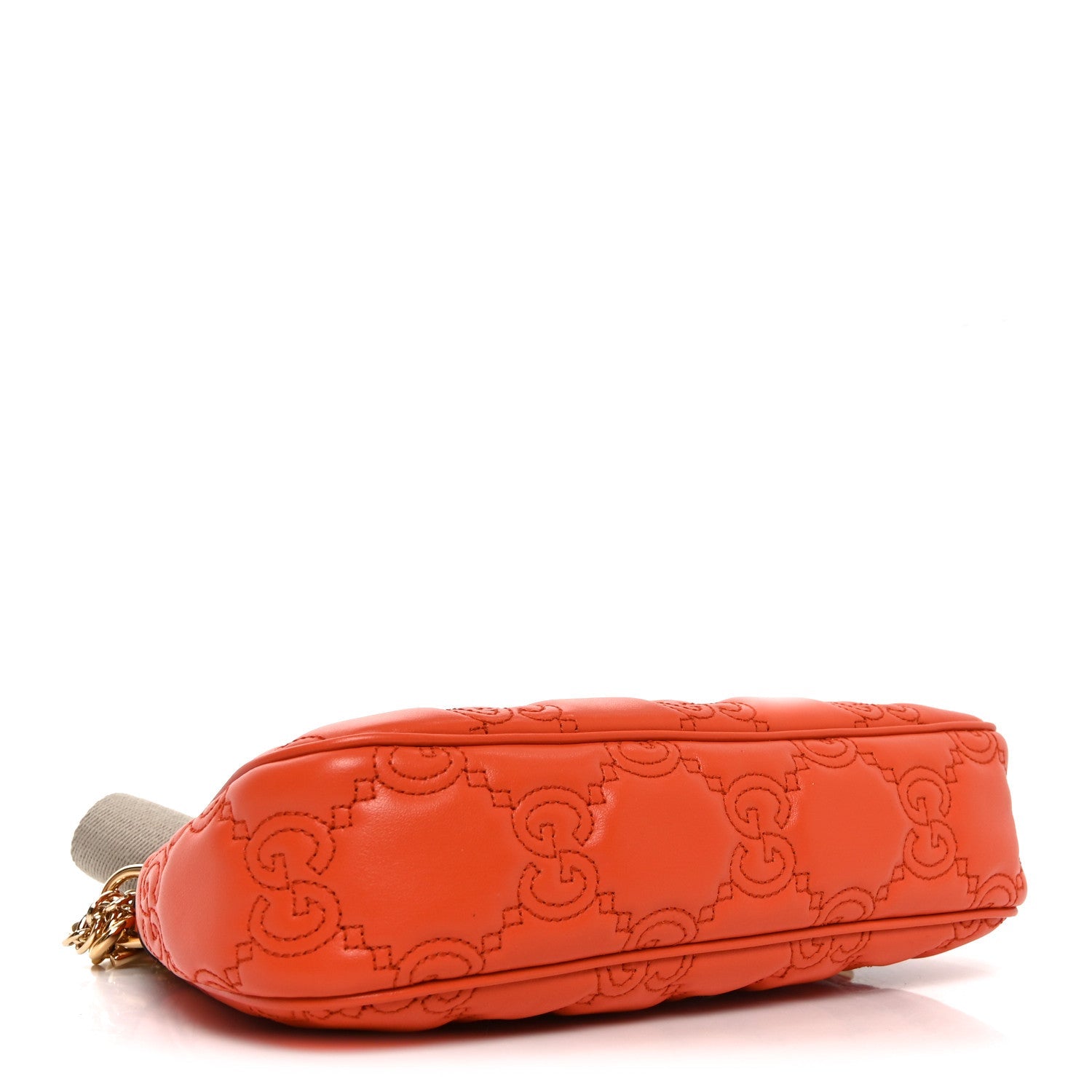 Gucci Calfskin GG Matelasse Chain Handbag Deep Orange Natural