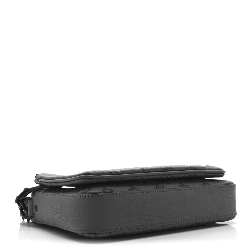 Louis Vuitton Calfskin Monogram Shadow Trio Messenger Anthracite Gray