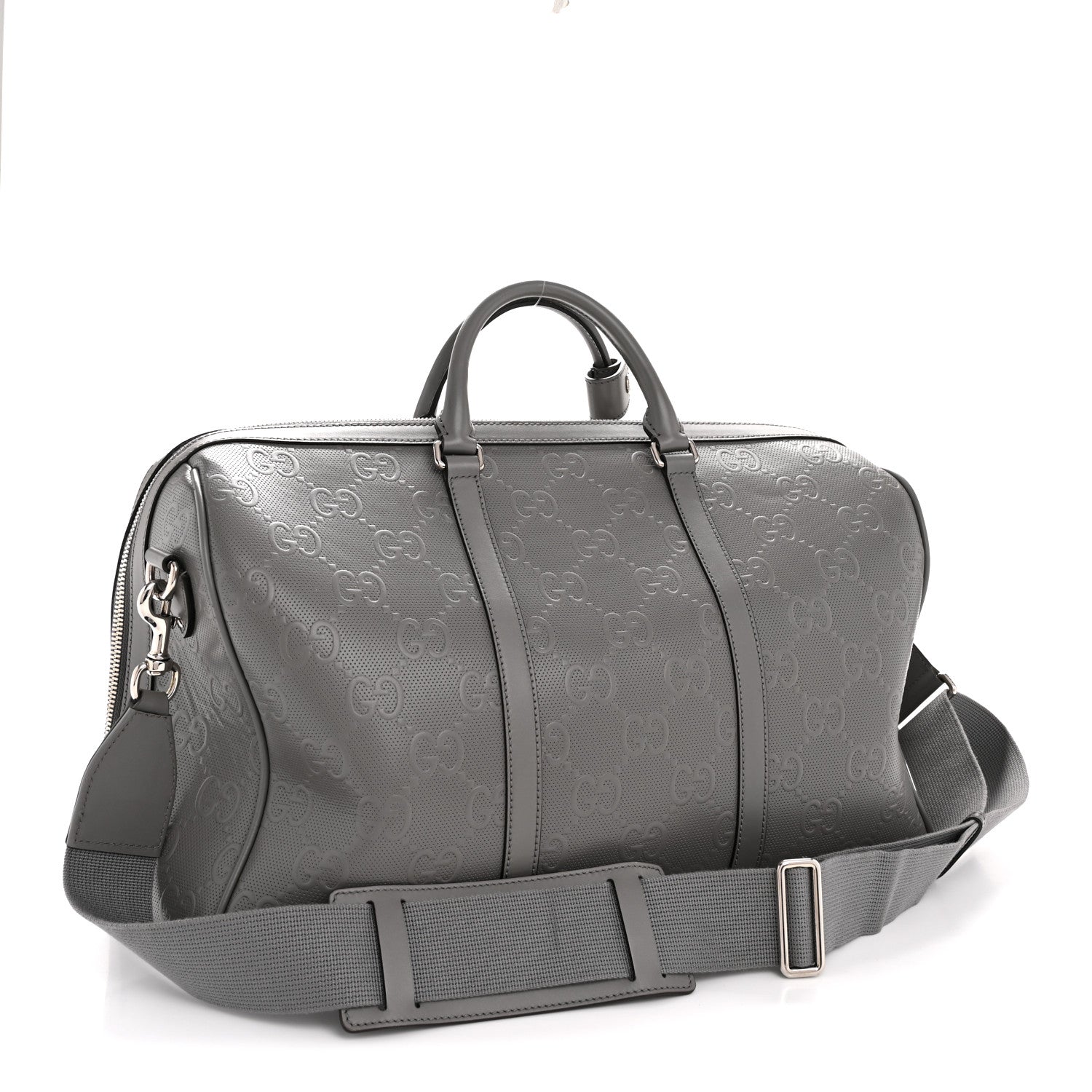 Gucci Calfskin GG Tennis Embossed Duffle Bag Grey