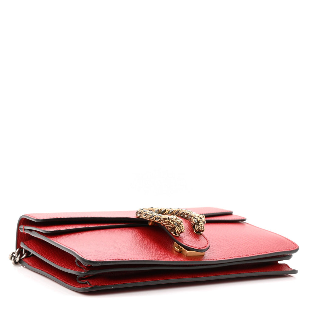 Gucci Dollar Calfskin Swarovski Crystal Small Dionysus Shoulder Bag Hibiscus Red
