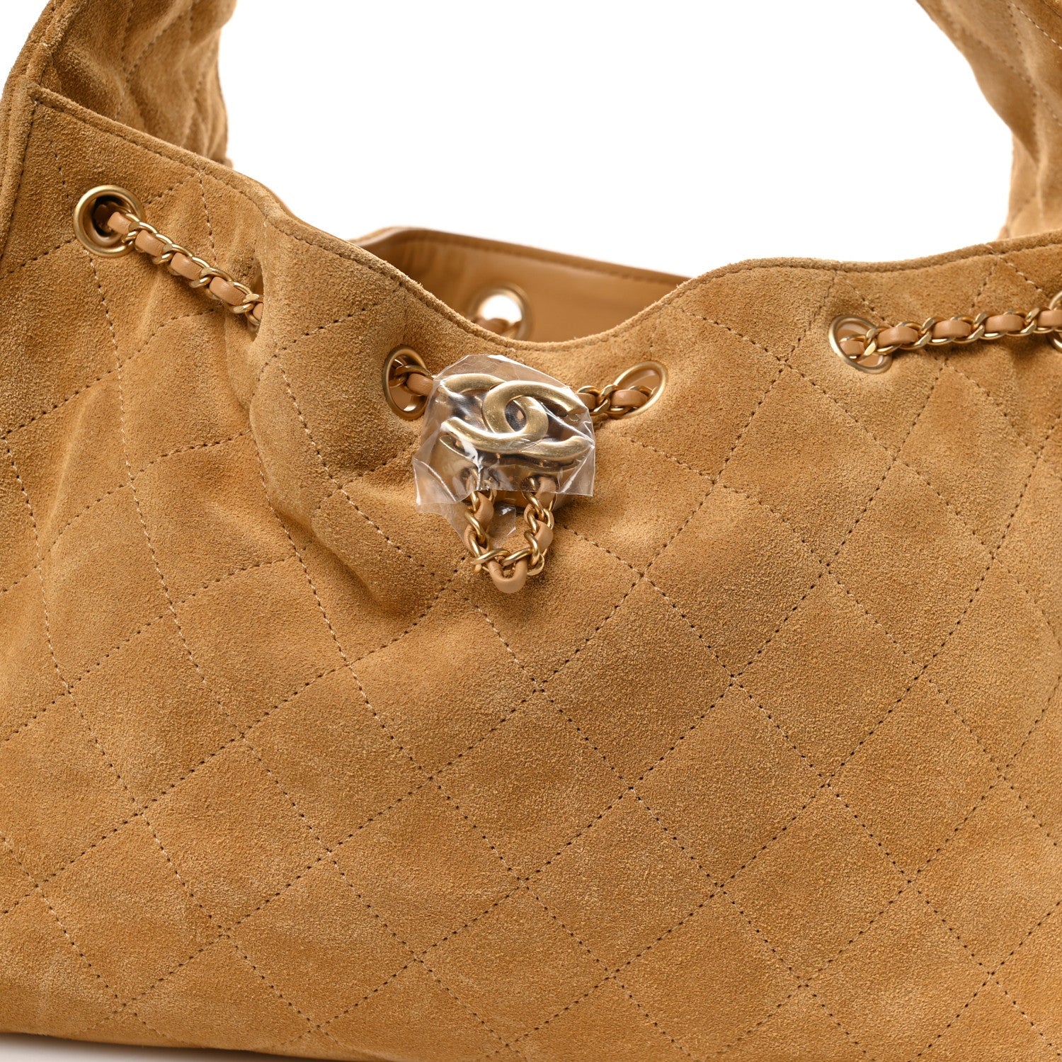 Chanel Suede Quilted Small Chanel 25 Handbag Beige