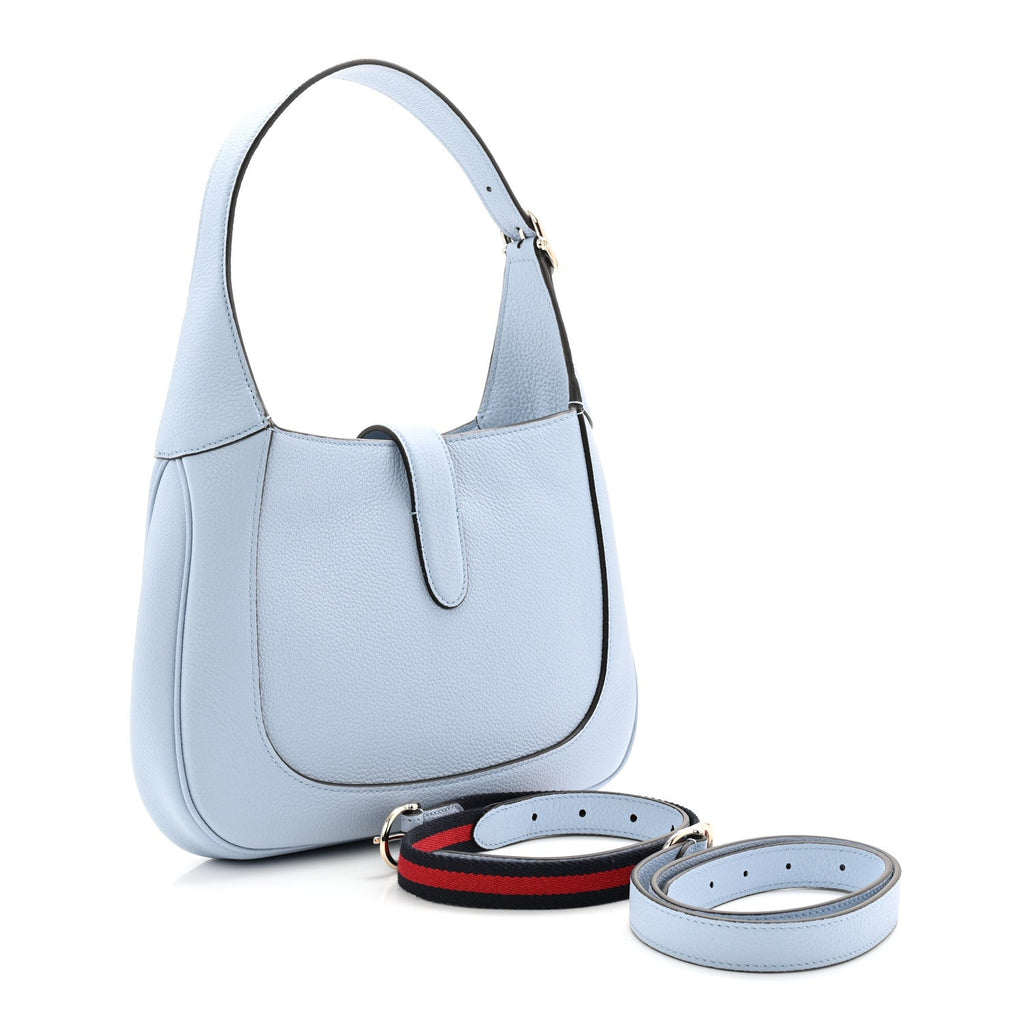 Gucci Grained Calfskin Web Medium Jackie 1961 Hobo Light Blue