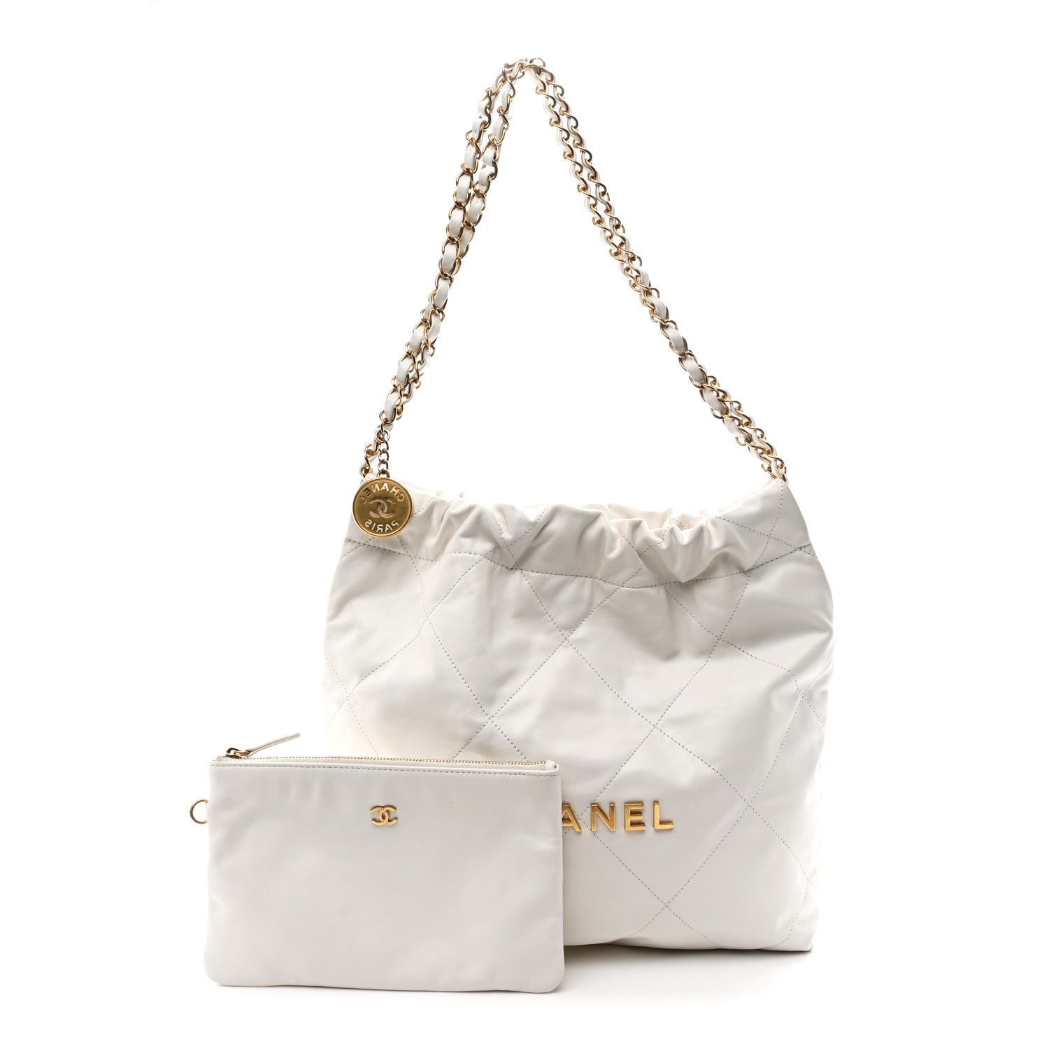 Chanel Shiny Calfskin Quilted Small Chanel 22 White