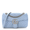 Gucci Calfskin Matelasse Small GG Marmont Shoulder Bag Porcelain Light Blue