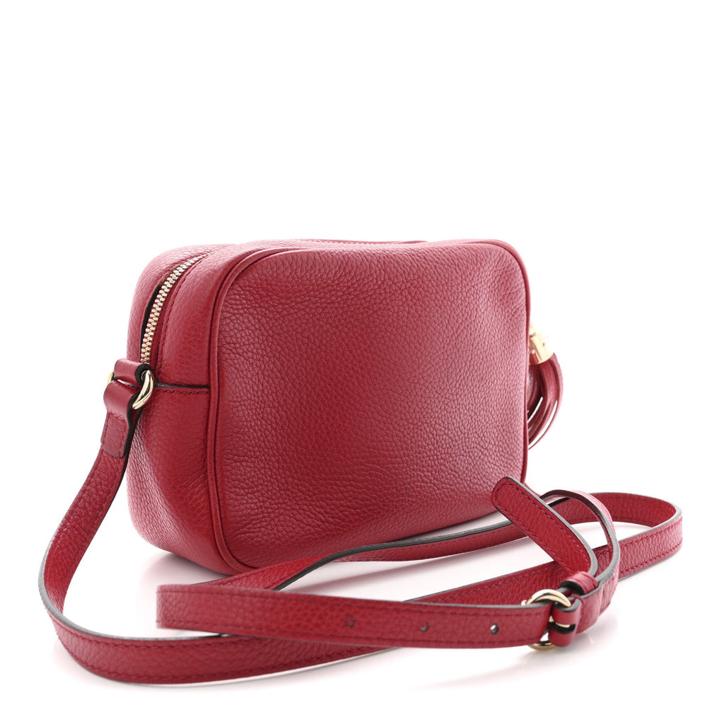 Gucci Pebbled Calfskin Small Soho Disco Bag Tabasco Red
