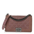 Chanel Crumpled Lambskin Medium Studded Boy Flap Pink