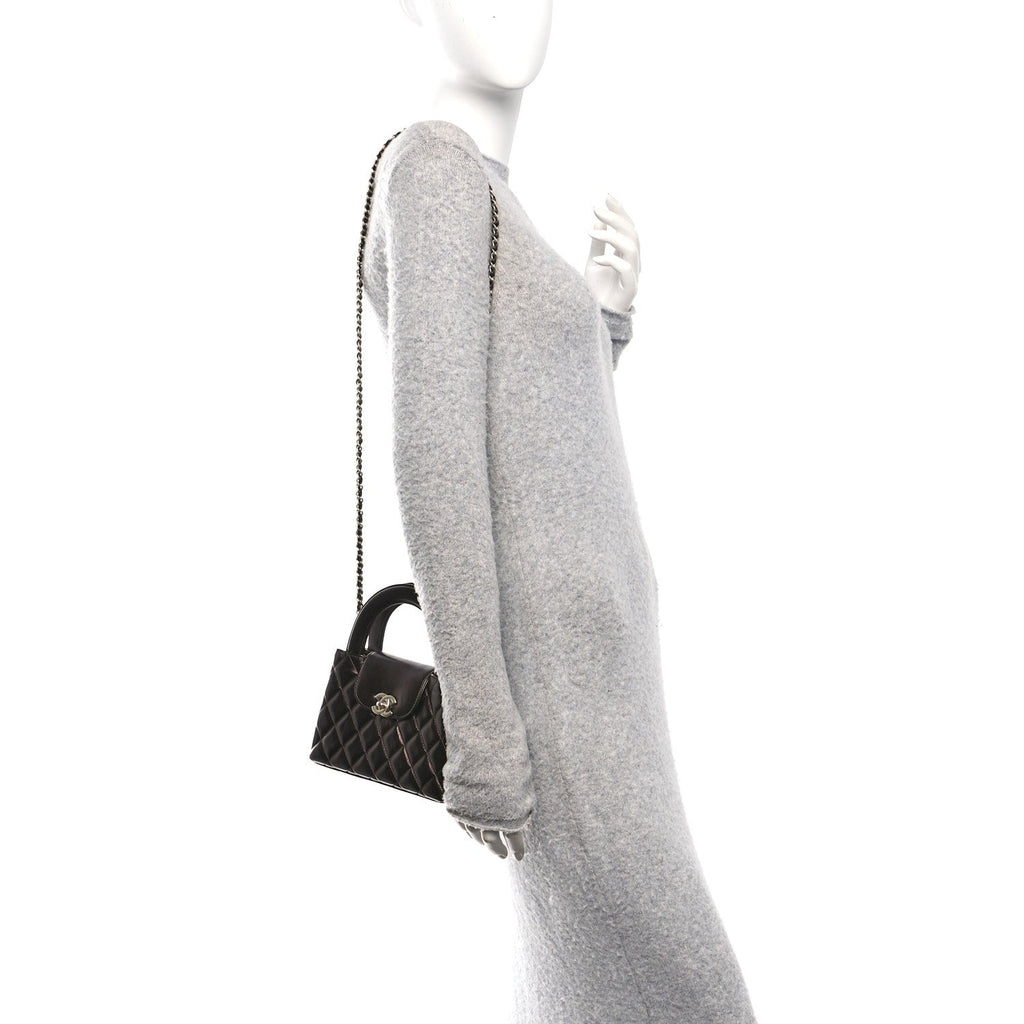 Chanel Metallic Aged Calfskin Quilted Nano Kelly Shopper Light Brown