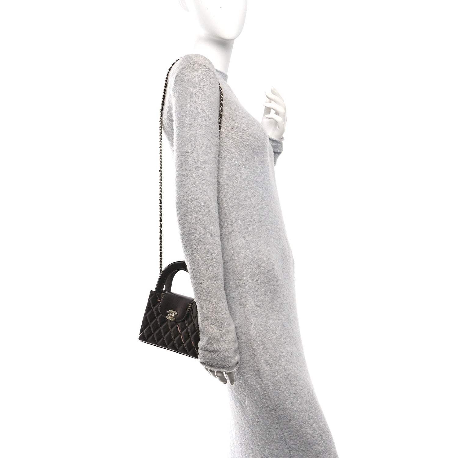 Chanel Metallic Aged Calfskin Quilted Nano Kelly Shopper Light Brown
