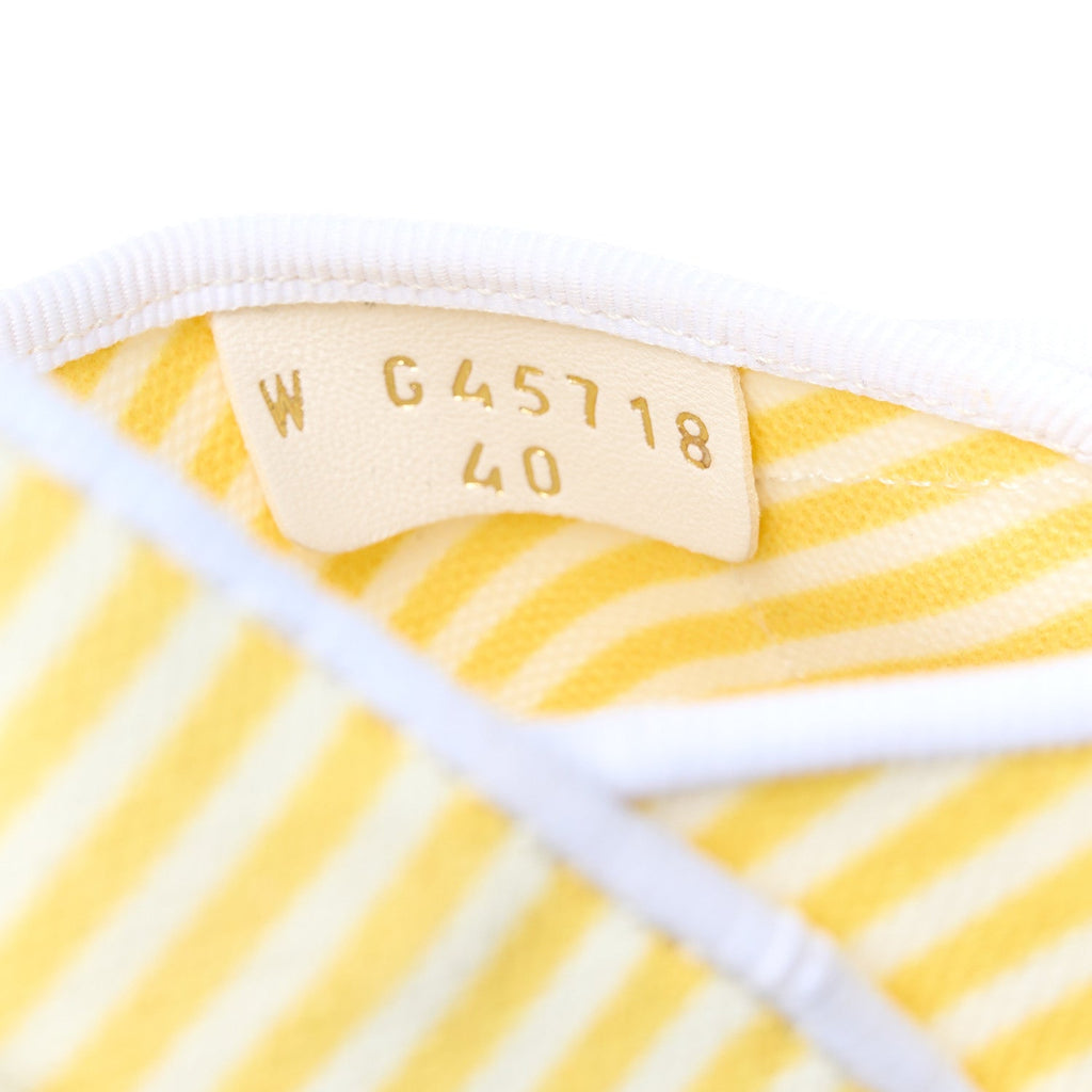 Printed Calfskin Velcro Dad Flat Mules 40 White Yellow